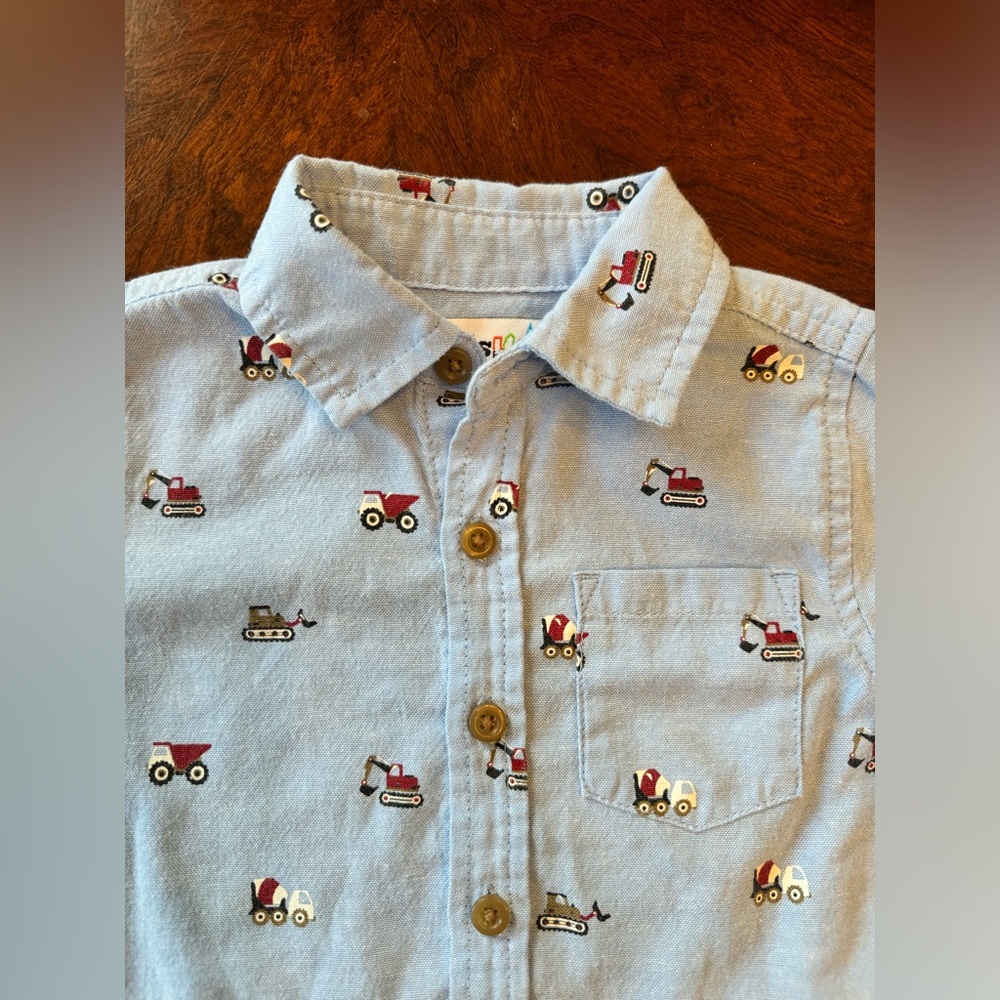 Kids Headquarters blue long sleeve Button Down Boys Shirt 12m